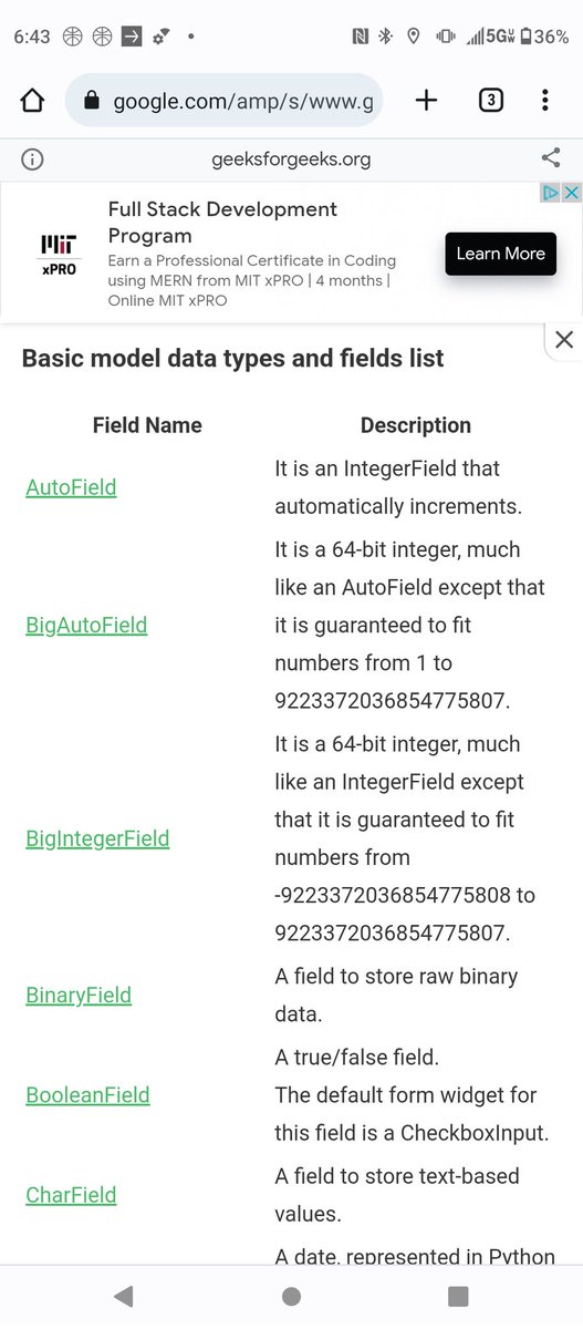 WallyOwi30's tweet image. Needed two more new words for today's 5 so we can start field types.
google.com/amp/s/www.geek…
#pythonprogrammers #djangofields #learndjango