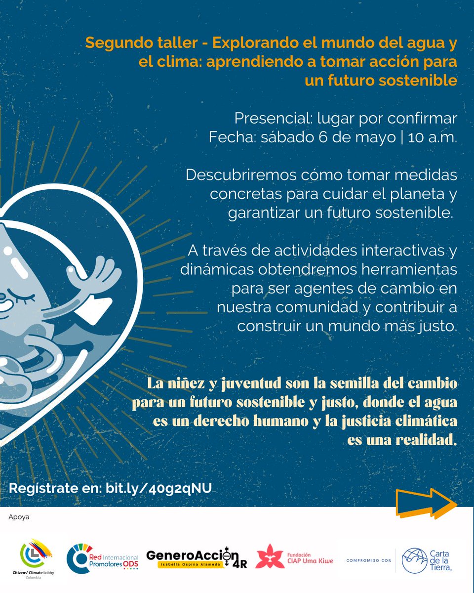 🌍🌡️🌊  Aguas vivas, futuro sostenible: serie de talleres para explorar la relación entre el agua y el cambio climático

Aprende cómo cuidar nuestro planeta y garantizar un futuro justo y sostenible. 

¡No te lo pierdas! Inscríbete en 👏 bit.ly/40g2qNU