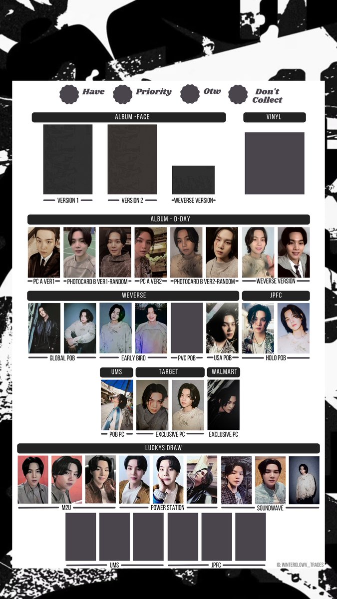 WinterGlowV's tweet photo. AGUST D , SUGA , Yoongi D-Day album Pc // Photocard template // wishlist BTS 방탄소년단
 
6 versions with different designs🌼

HD: https://t.co/ikKQKl6WeF https://t.co/6X8xxyjfsW