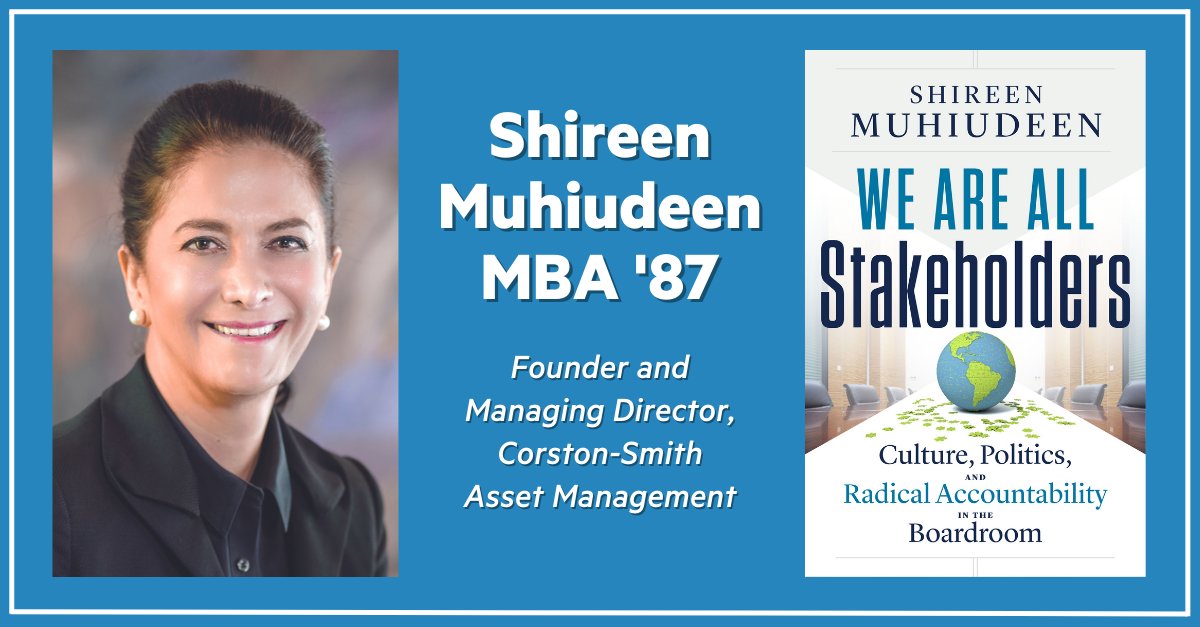 LMUCBA's tweet photo. ✨Alumna Spotlight✨Congrats to Shireen Muhiudeen, MBA ’87 on the release of her book, “We Are All Stakeholders: Culture, Politics and Radical Accountability in the Boardroom.” The LMU MBA taught her "how to get comfortable pushing the boundaries of thought." #LMUCBA #LMUMBA https://t.co/wR84y2IT6Z