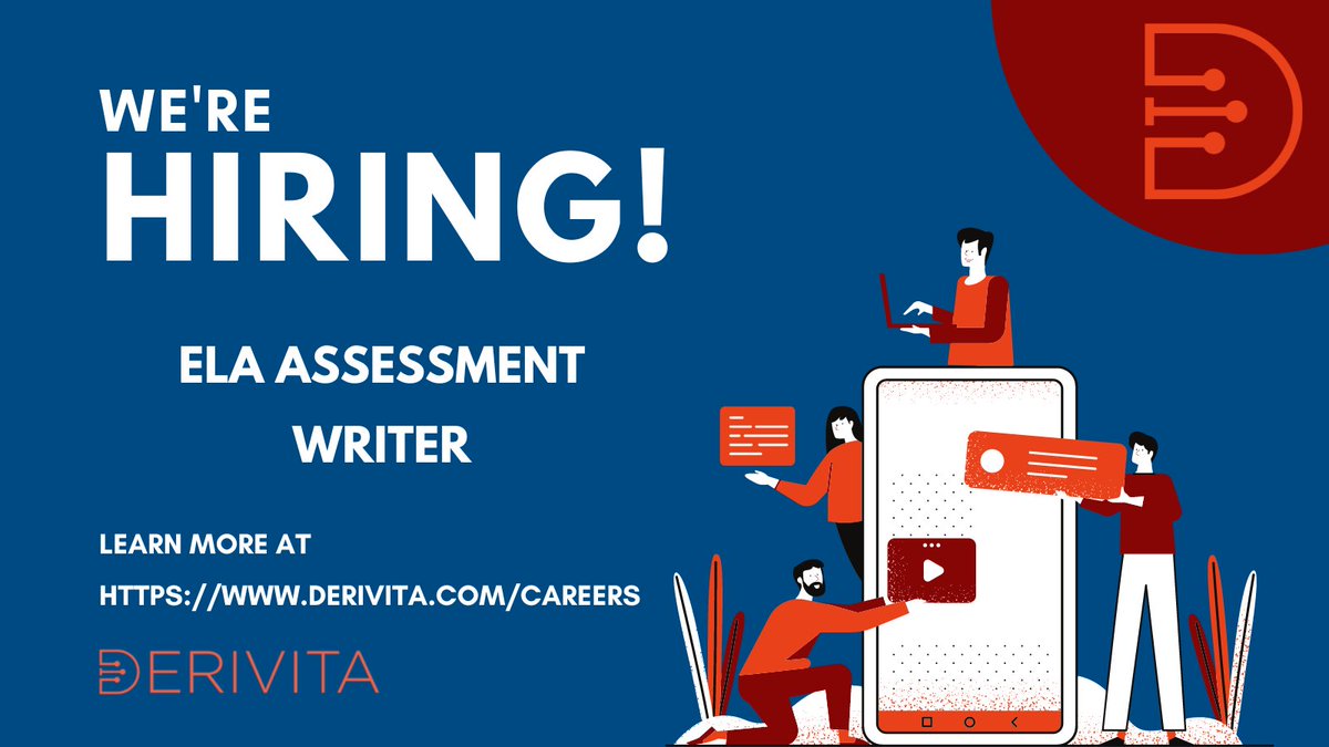 derivita's tweet photo. We're hiring!

We are currently looking for an ELA Assessment Writer. 

Interested?

Learn more at:
https://t.co/BxF5xvXdDW https://t.co/FvsNeSWzI3