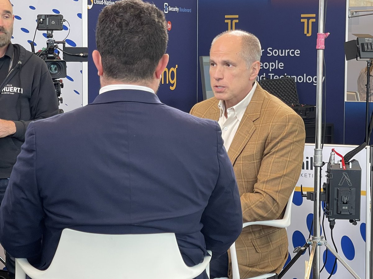 RachaelLyon's tweet photo. .@ForcepointSec CEO Manny Rivelo catches up with @ISMG_News Michael Novinson during #RSAC #simplifysecurity https://t.co/e1rG2ajAFE