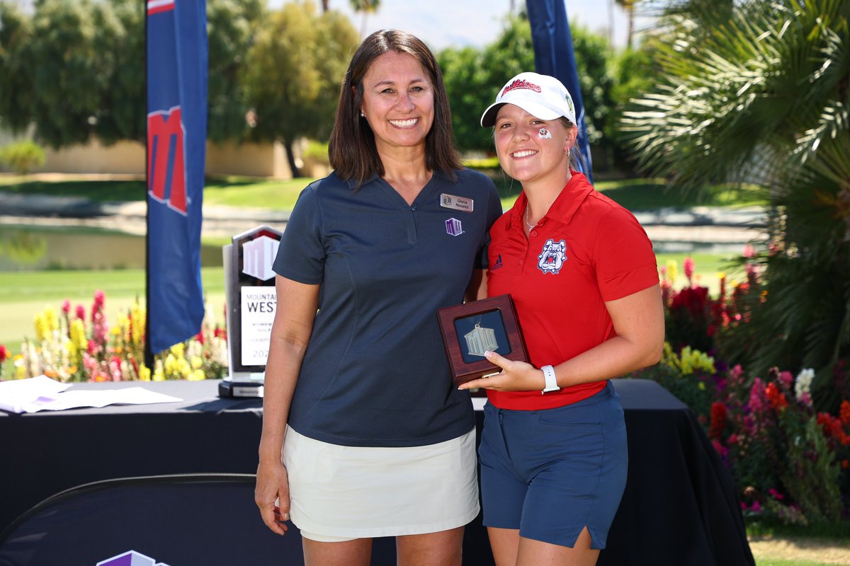 FresnoStateWG's tweet photo. Harriet Lynch earns her best Mountain West Championship finish tied for 3rd place at 4-under par 212. 

Lynch is the first Bulldog to finish in the Top 11, in each Mountain West Championship she has competed in.

#GoDogs | #ForTheV https://t.co/oeJAsbVvEh