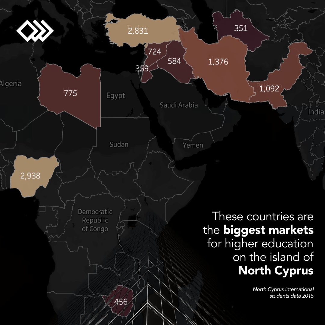 extrafemi's tweet image. These countries are the biggest markets for higher education on the island of North Cyprus
North Cyprus International students data 2015
Data Viz Tool: @tableau
#DesignedByExtrafemi #Data #DataVizualization #DataViz #Viz