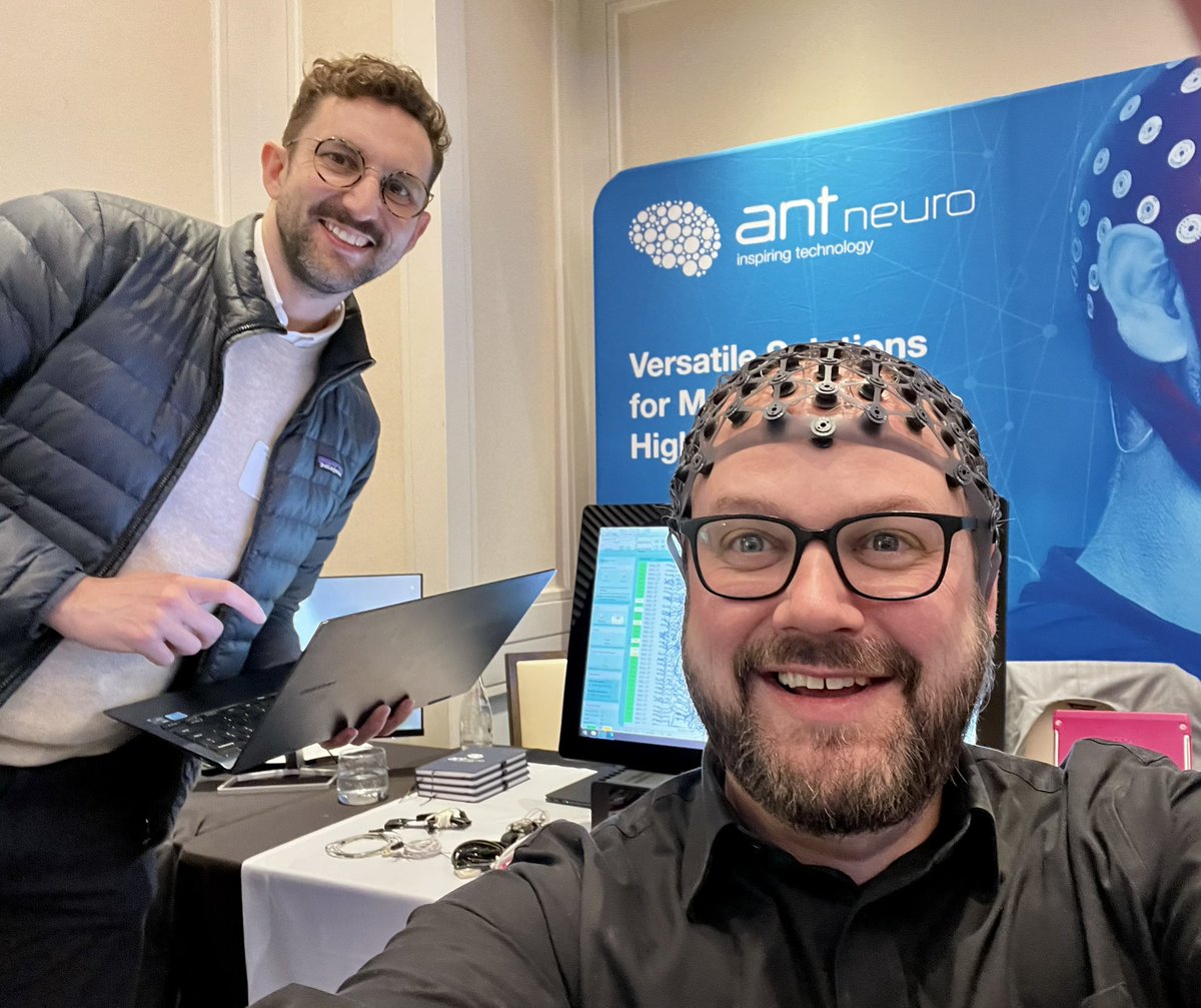 ANT_America's tweet photo. 128 channel EEG data acquisition with our saline nets takes precious little time to set up, making you as calm as the Pacific Ocean on a sunny day. We’re loving the #ISRW experience at @LEARNMEM!! 🧠🧠🧠 https://t.co/tCDRIbfqXQ