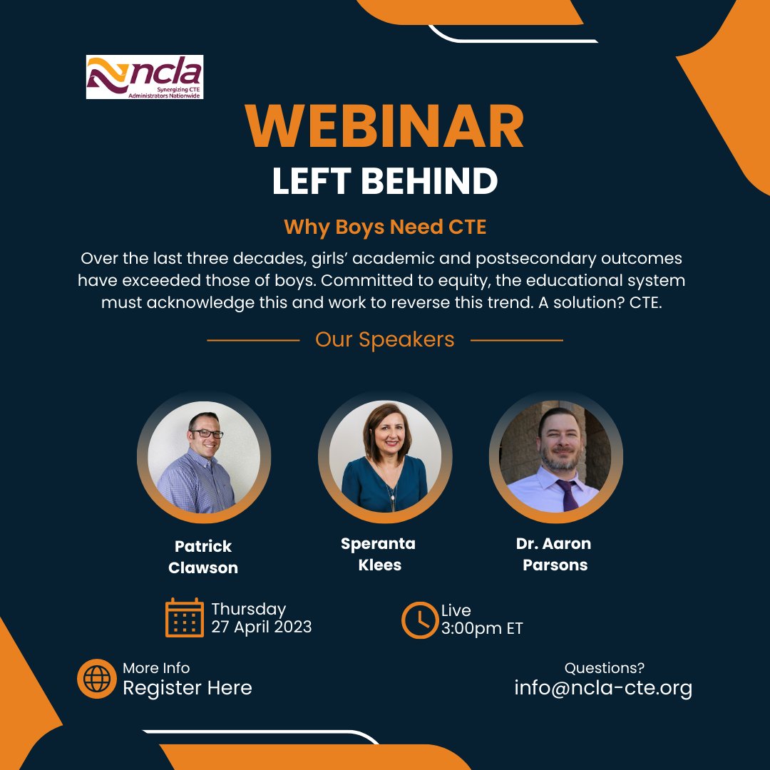 Committed to equity, the educational system must acknowledge that boys are falling behind and work to reverse this trend. Join us this Thursday for a free webinar that provides a solution to alarming statistics. Register Here: us02web.zoom.us/meeting/regist…

<a href="/westmec/">West-MEC</a>  #Careerteched