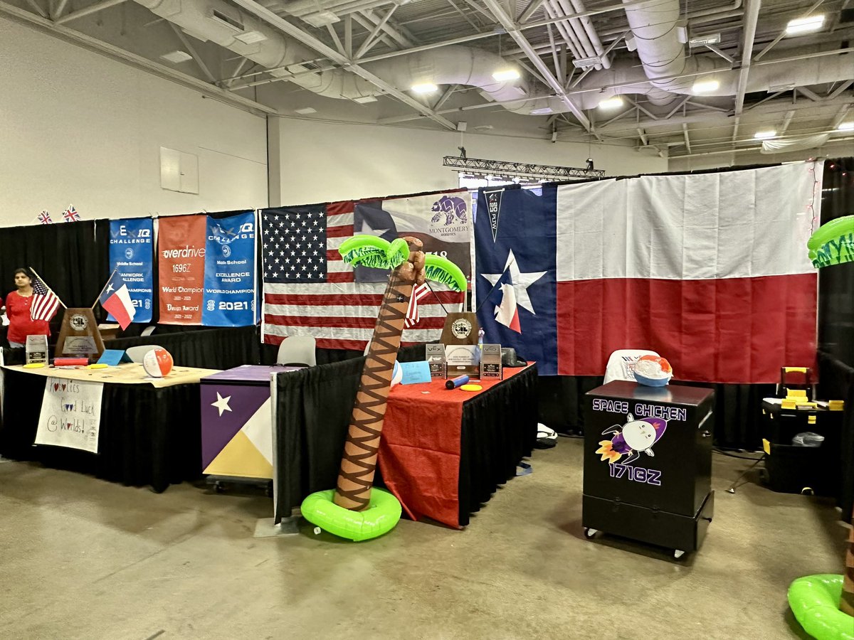 mhs_pltw's tweet photo. 1718 X &amp; Z are inspected, skills runs complete &amp; pits decorated. Now time for the @VEXRobotics @REC_Foundation #VEXWorlds Opening Ceremonies. Qualification matches begin tomorrow. Boy oh Boy, Let’s Go Bears… and Space Chickens. 
@MISDCareerTech @mhs_aero https://t.co/XE3WrAKvAj