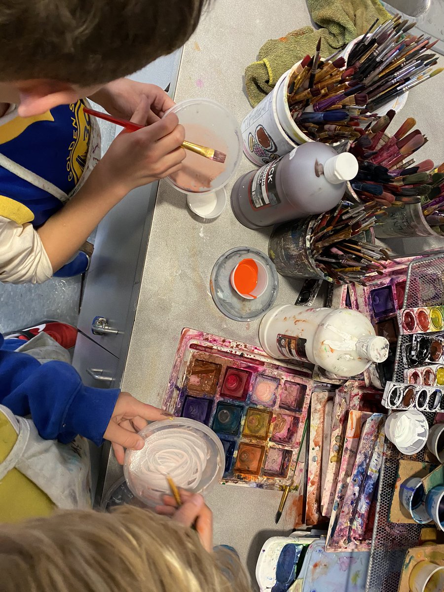 Found these two 1st gr artists at the paint studio trying to match their skin tone 😍 #LyonLearners #WeAreD34 #observe #TABchat #agency #choice #inquiry