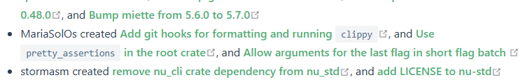 MariaSolanoOs's tweet photo. It feels nice to be featured in the release notes of cool open source projects :)
#nushell https://t.co/tfYsHqgGiB