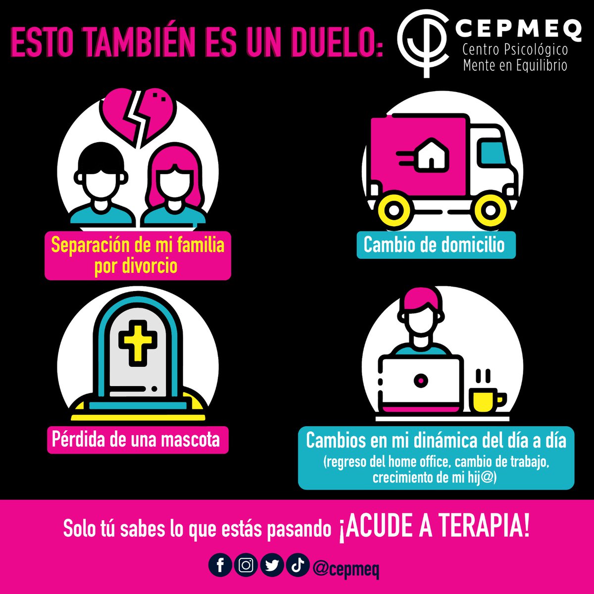 cepmeq's tweet photo. Aprender a soltar para poder sanar, #CEPMEQ te acompaña en el proceso de duelo.Contáctanos por WhatsApp o 📞 al 5537258152 Agenda una #terapiaenlinea o #terapiapresencial

#duelo #perdida #tanatologia #saludmental #depresion #ansiedad #selfcare #burnout #mentalhealth #pazmental https://t.co/p3xwBY98K2