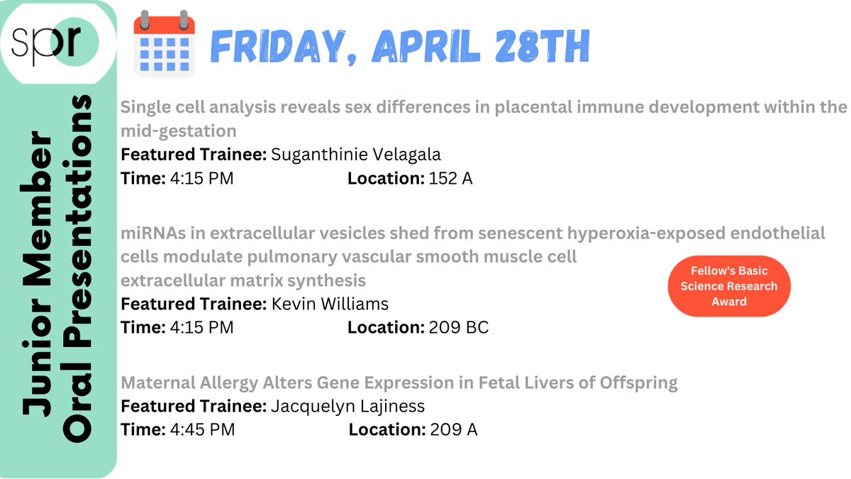 PAS is just 3 days away!! A reminder of the interesting Friday oral presentations @PASMeeting by our @junior_spr. Don't forget to add them to your itinerary! @WashUNewborn @CincyChildrens @BostonChildrens @UBuffalo @YalePediatrics @univmiami @RileyChildrens