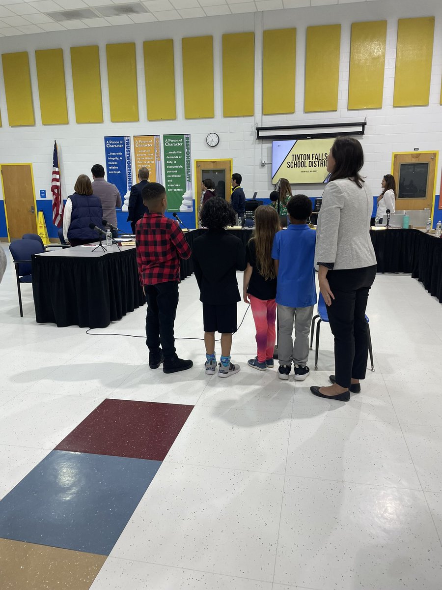 Kicking off BOE meeting with an MFA student led Pledge of Allegiance#tfspantherpride