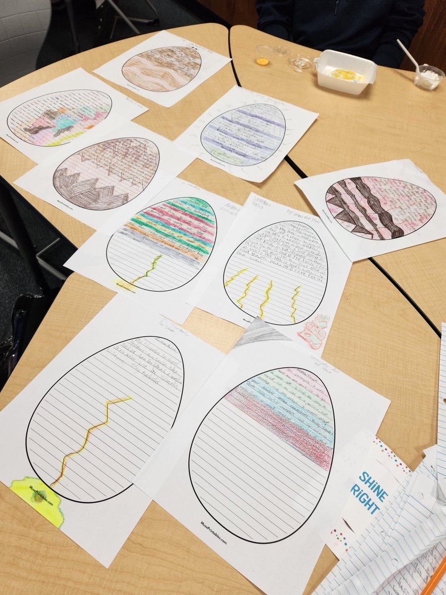 Love2Teach8th's tweet photo. Our quote for the day :  "Always look on the sunny side".  Students wrote reading strategies and colored their eggs.  We ended the day with an Egg-Cellent cookie decorating party.
#TheGoodEggbyJohnJury  
#BeeEggcellent
@BabykakesLgm 
@CyFairREAD180 
@ThorntonCFISD https://t.co/pzHw7me20n