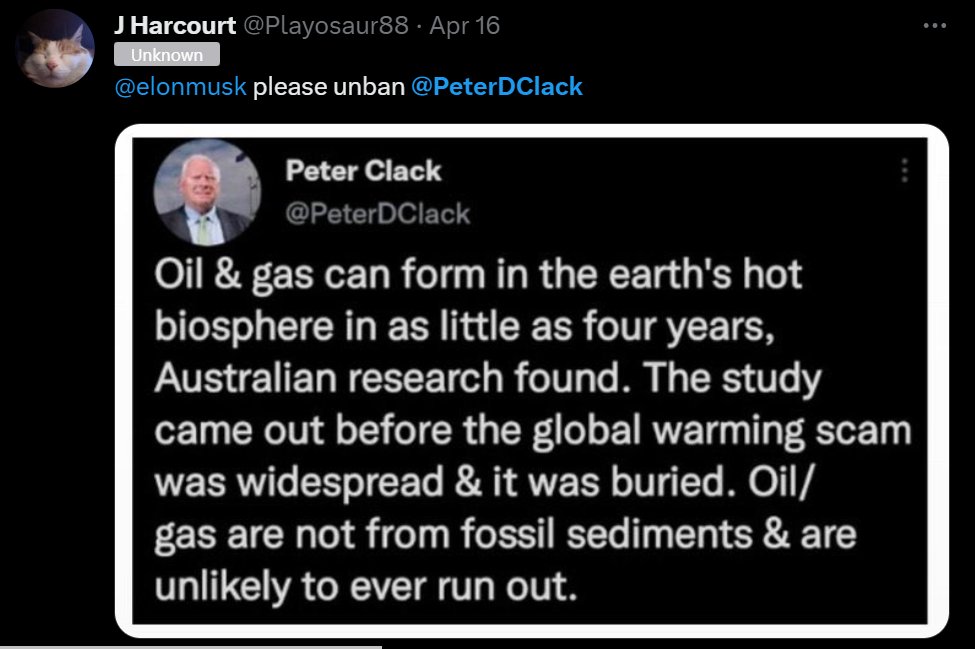 ScienceNotDogma's tweet photo. A brief (3/3) thread of just how brazen and widespread #BigOil #disinformation is today on #socialmedia.⛽️
Clack's 100K account was suspended in 2023, but the lie that #FossilFuels are 'endless' goes on.
All to sow doubt about #RenewableEnergy for solving the #ClimateCrisis.🤨 https://t.co/cIrARXQppp