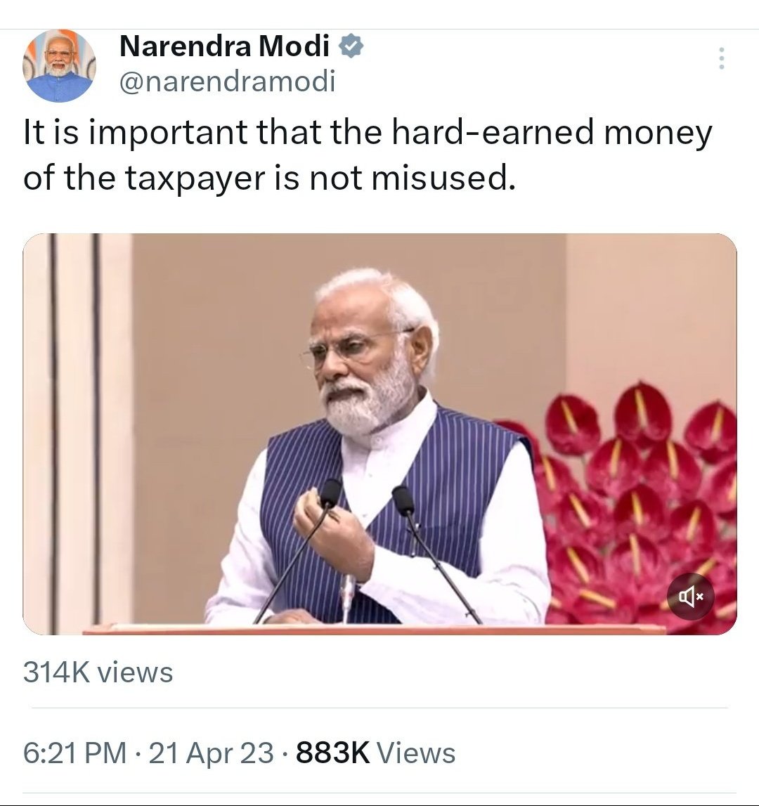 MoinAli07's tweet photo. PM modi recently told its important that hard earned money of the taxpayers is not misused, Where as he himself misusing taxpayer's hard earned money to his own security and spending ₹1.62 crores per day.
What a shame 🙄
Dual faced modi
Lier
#taxpayers #ModiLied #RohitSharma https://t.co/FaGsVFZAvR