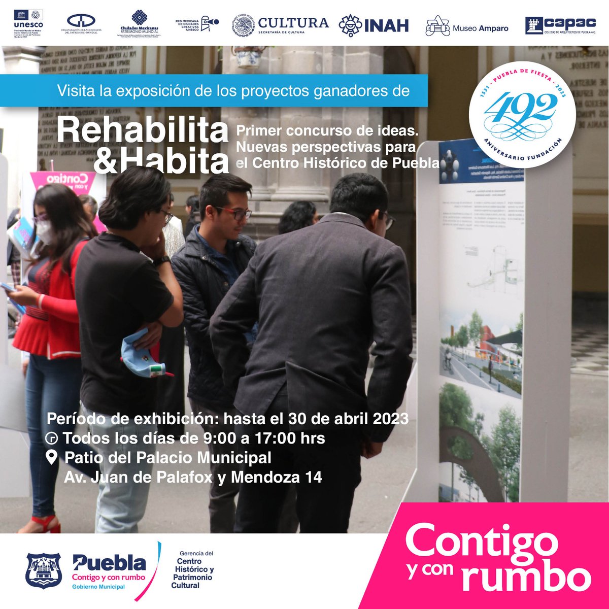 gerenciachpue's tweet photo. Conoce los 1️⃣1️⃣ proyectos ganadores de "Rehabilita &amp; habita, primer concurso de ideas. Nuevas perspectivas para el Centro Histórico de Puebla” en la exposición que instalamos en el Patio del Palacio Municipal. 🏛✨

¡Te esperamos, entrada gratuita!

#ContigoYConRumbo https://t.co/gRTsUiCTu7