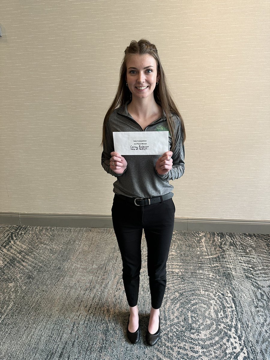 mikevonmassow's tweet photo. Look who finished 3rd!!!! Congrats @CorineBateman representing @guelphcama @officialNAMA student sales competition https://t.co/l59NorJlbd