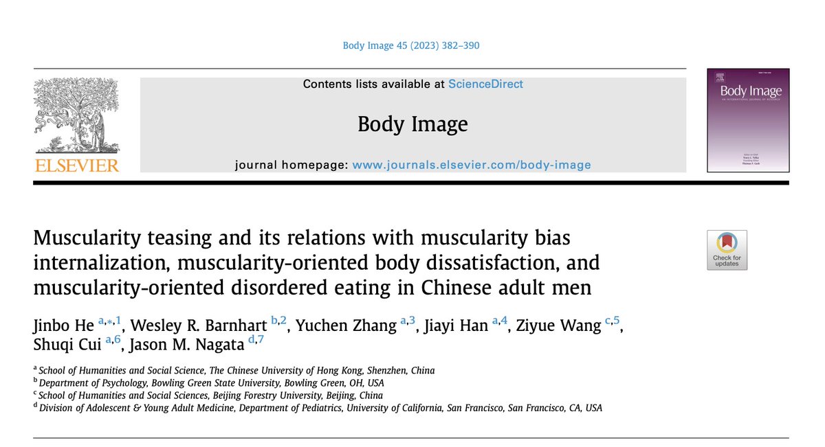 Just online! We proposed muscularity teasing as an important yet under-researched form of appearance teasing.
 sciencedirect.com/science/articl…