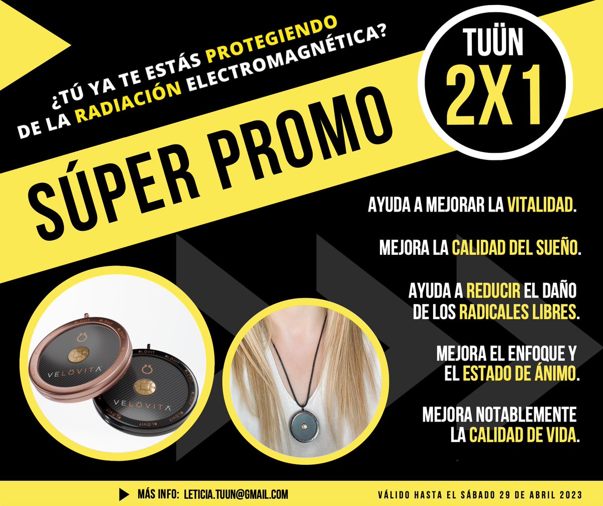 LeticiaFN_'s tweet photo. @DooJose ⚠️ ¡DESINTOXÍCATE Y PROTÉGETE DE LA RADIACIÓN ELECTROMAGNÉTICA CON TUÜN!⚠️

Link de compra👇🏼
https://t.co/S4j3rWOH5k

✅ ES IMPORTANTE SELECCIONAR LA CASILLA DE QUIERO CREAR UNA CUENTA (convertirme en cliente) PARA HACER VÁLIDA LA PROMO 2x1. Envío GRATIS a más de 70 países. https://t.co/sZtXYmeqvD