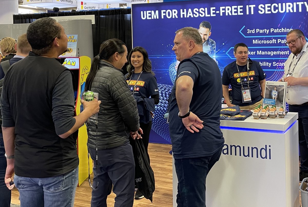 baramundiWORLD's tweet image. #RSAC2023 attendees are having fun being #PatchMan and learning how everyday #ITsecurity &amp;amp; #patchmanagement doesn't have to be such a grind w/ our #automated #UEM solutions. Stop by, pick up a t-shirt, meet #baramundiBert &amp;amp; learn about our 30-day #free trial.