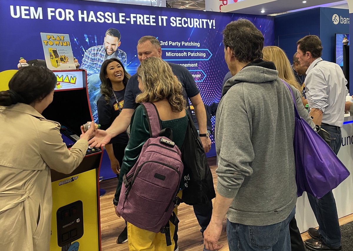 baramundiWORLD's tweet image. #RSAC2023 attendees are having fun being #PatchMan and learning how everyday #ITsecurity &amp;amp; #patchmanagement doesn't have to be such a grind w/ our #automated #UEM solutions. Stop by, pick up a t-shirt, meet #baramundiBert &amp;amp; learn about our 30-day #free trial.