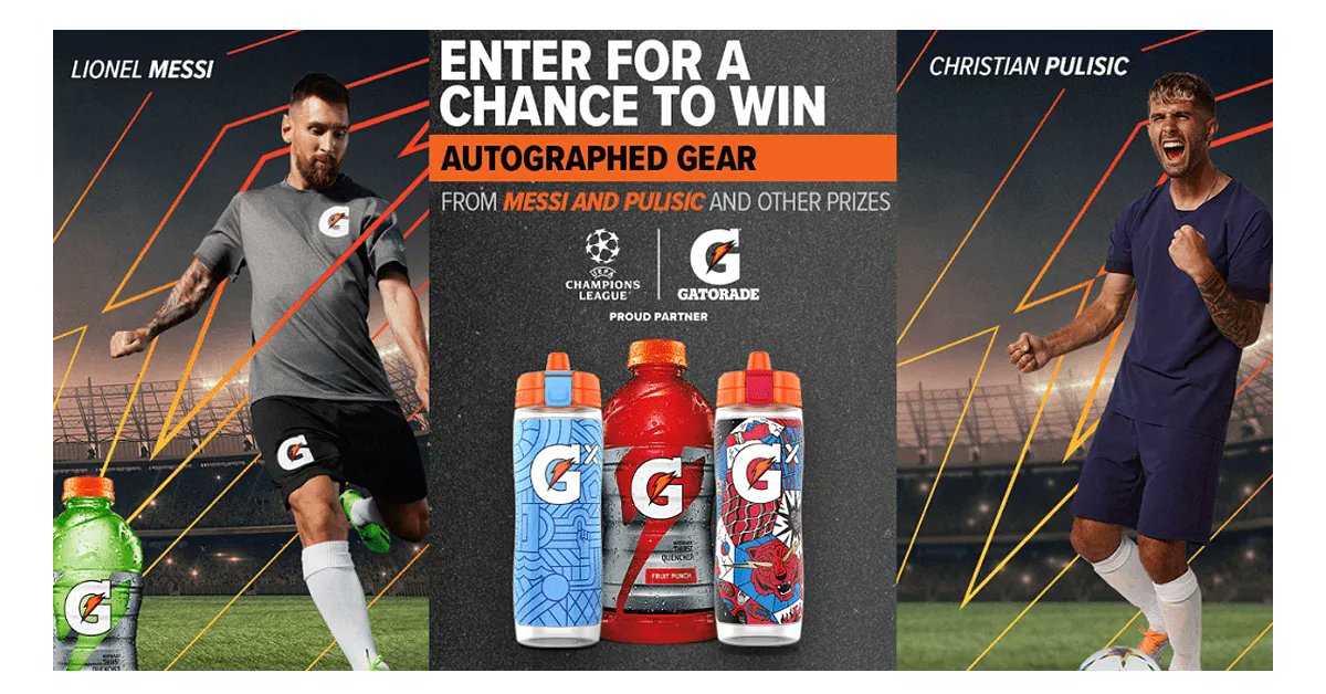 GooseGiveaways's tweet photo. ๐ฅ
Kickstart your soccer collection! ๐ฅ
Win signed gear from Messi & Pulisic in the Gatorade UCL Sweepstakes! Enter daily for a better shot at scoring big! โฝ ๐ https://t.co/gP6JovJLVi Ends 5/31 - US
#SoccerFan #Giveaway #UCL #SportsMemorabilia #DailyEntry https://t.co/lpnEqFlcmg
