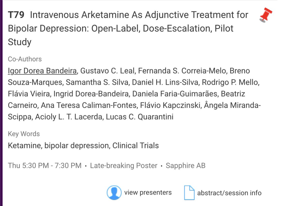 As a travel fellowship awardee, I am thrilled to attend the @SOBP annual meeting this week! Excited to discuss my previous work regarding #arketamine for #bipolardepression and connect with peers! #SOBP2023