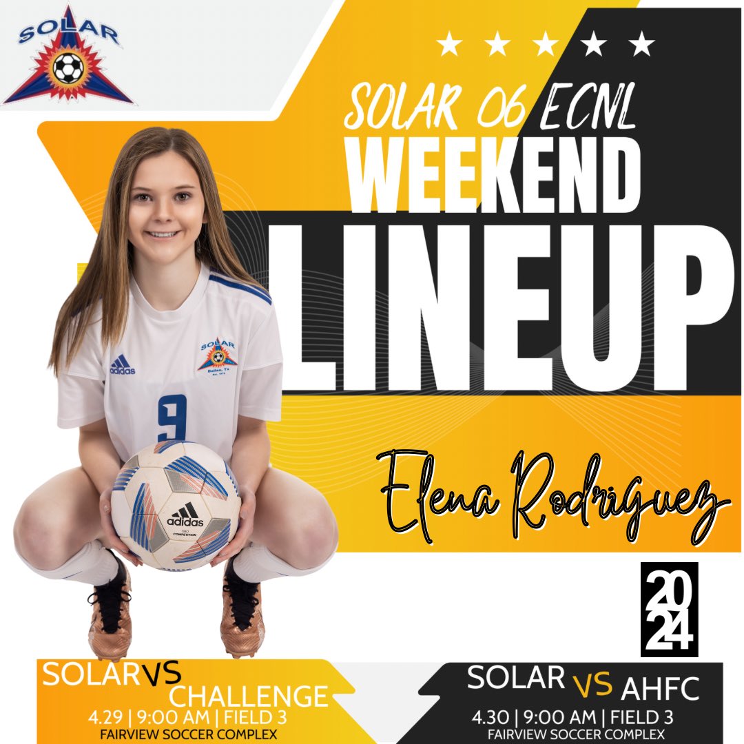 Ready for the Weekend with ✌️games ahead with <a href="/SolarECNL06/">Solar 05/06G ECNL</a> !  Uncommitted 2024 here and Ready to Impress!  Come ☑️ our game out! 

<a href="/ImCollegeSoccer/">College Soccer Truth ™</a> <a href="/ImYouthSoccer/">ECNL/GA/Recruiting/College Soccer</a> <a href="/PrepSoccer/">Prep Soccer ⚽️</a> <a href="/ECNLgirls/">ECNL Girls</a> <a href="/TopDrawerSoccer/">TopDrawerSoccer</a> <a href="/TheSoccerWire/">SoccerWire</a> @SoccerMomInt
