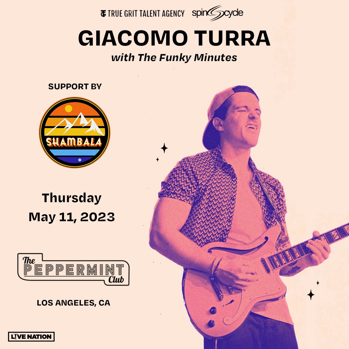 spincycletrip's tweet photo. 🚨New Show Alert 🚨Spin Cycle Presents Giacomo Turra with Shambala at The Peppermint Club on Thurs May 11th. The phenomenal Italian guitarist brings his mix of disco, jazz, funk and soul to the states for the first time! https://t.co/X6EdXmWqCG

#giacomoturra #shambalatheband https://t.co/wDJVz6B1Vd