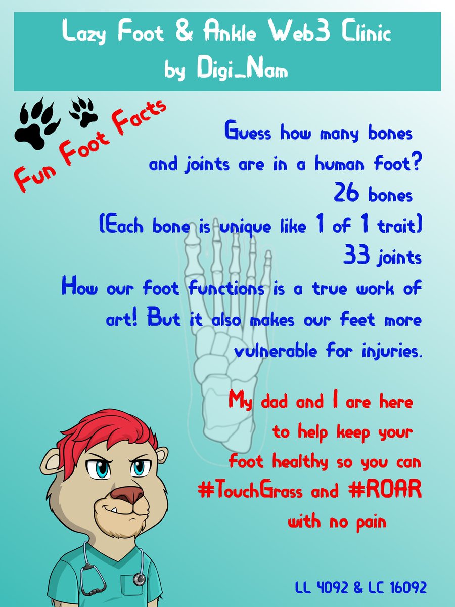 digi_nam's tweet photo. 1st post from #LFACbyD_N
#FunFootFacts
More to come! 🩺🩻🦶👣
#ROAR from LL OG 4092 and LC 16092 https://t.co/UCkR9J5ODF