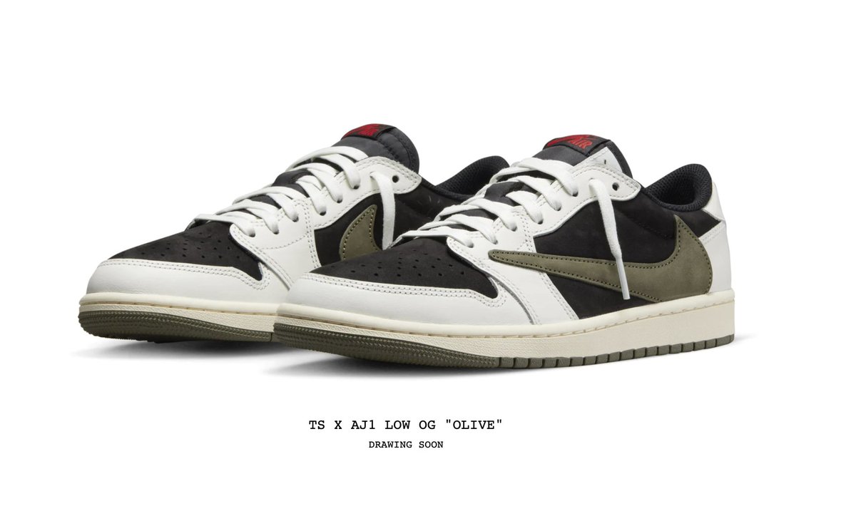 SoleRetriever's tweet photo. RAFFLE SOON: Travis Scott  x Jordan 1 Low Olive (W) 

https://t.co/5rGPGwn7VB https://t.co/xDdFf64Lws