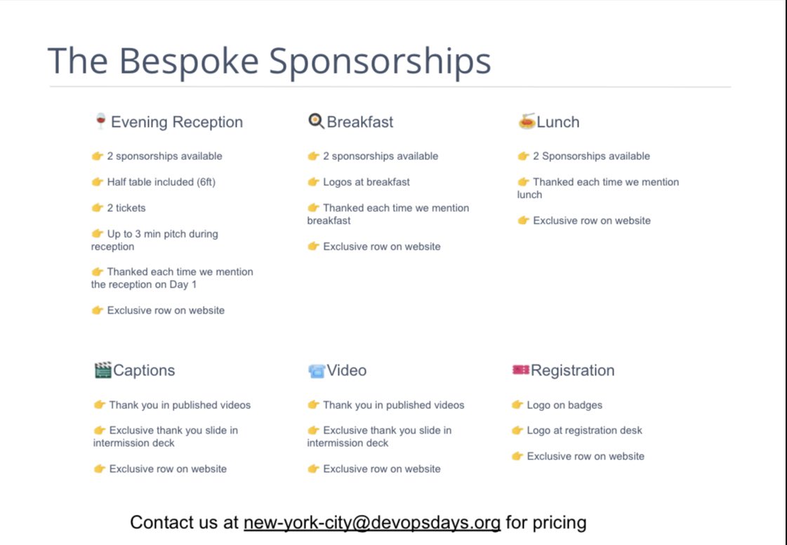devopsdaysNYC's tweet image. Sponsors can be front and center at #devopsdaysnyc by sponsoring lunch!

devopsdays.org/events/2023-ne…

#sponsor #devopsdays #tech #conference