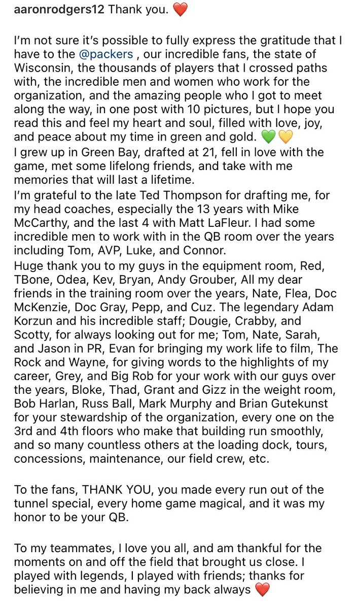 Barstool Sports on Twitter "Aaron Rodgers’ goodbye to Green Bay"
