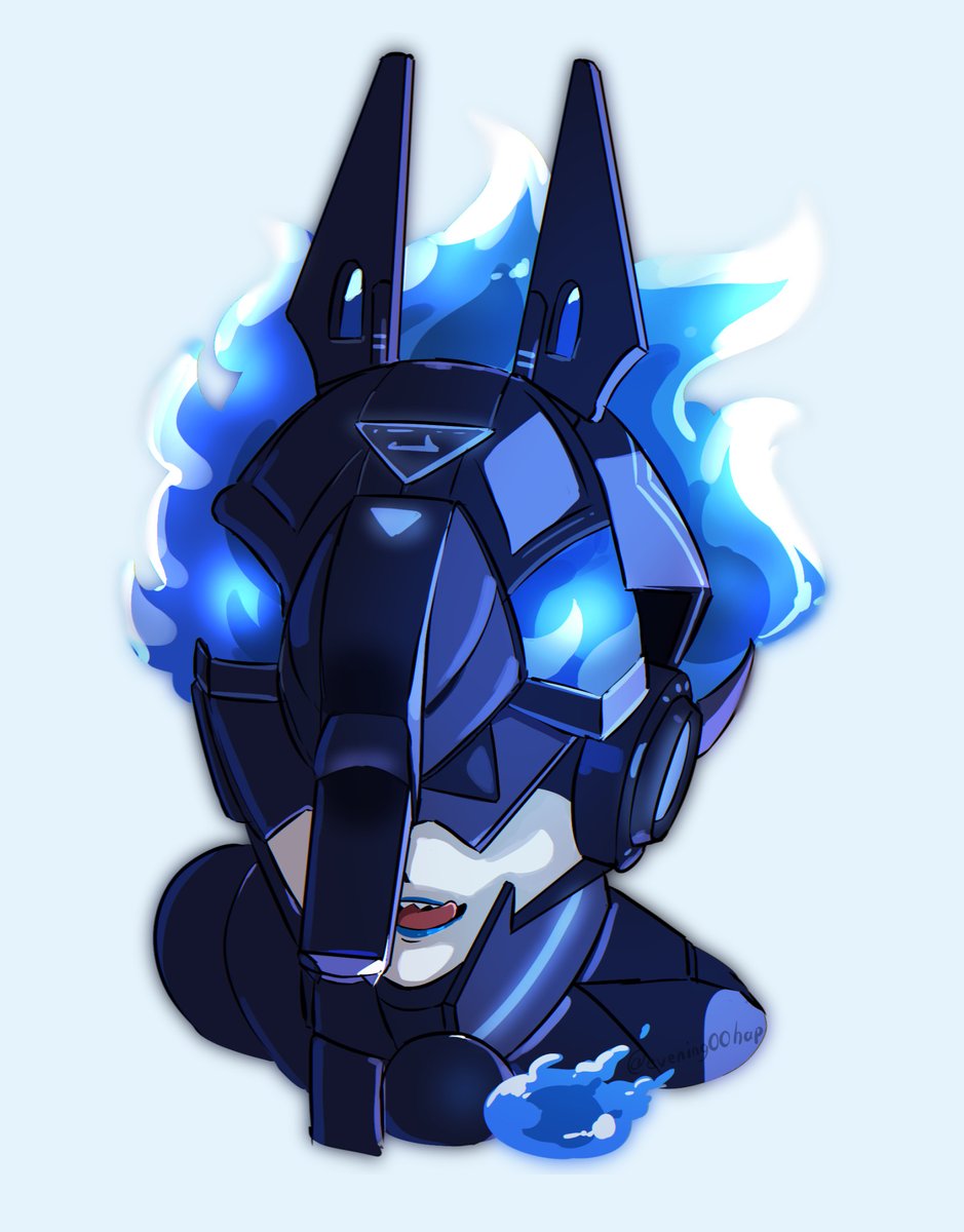 solo blue lips blue fire blue eyes fire robot open mouth  illustration images