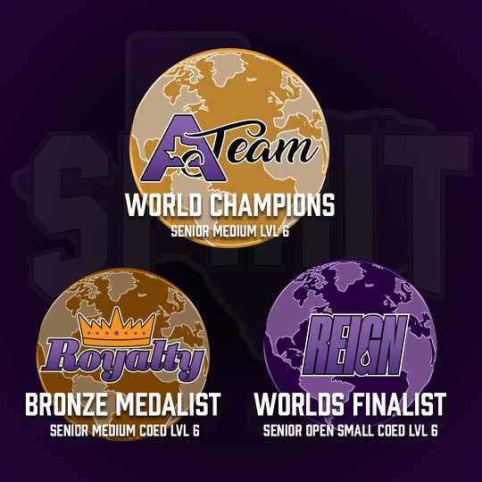 Unbelievably proud of our Worlds Program! The 2023 Worlds placements brings our single-gym medal count to 29 globes out of 40 team performances 🌎Can’t wait to see what the 2023-2024 season has in store for our Worlds Teams! 💜