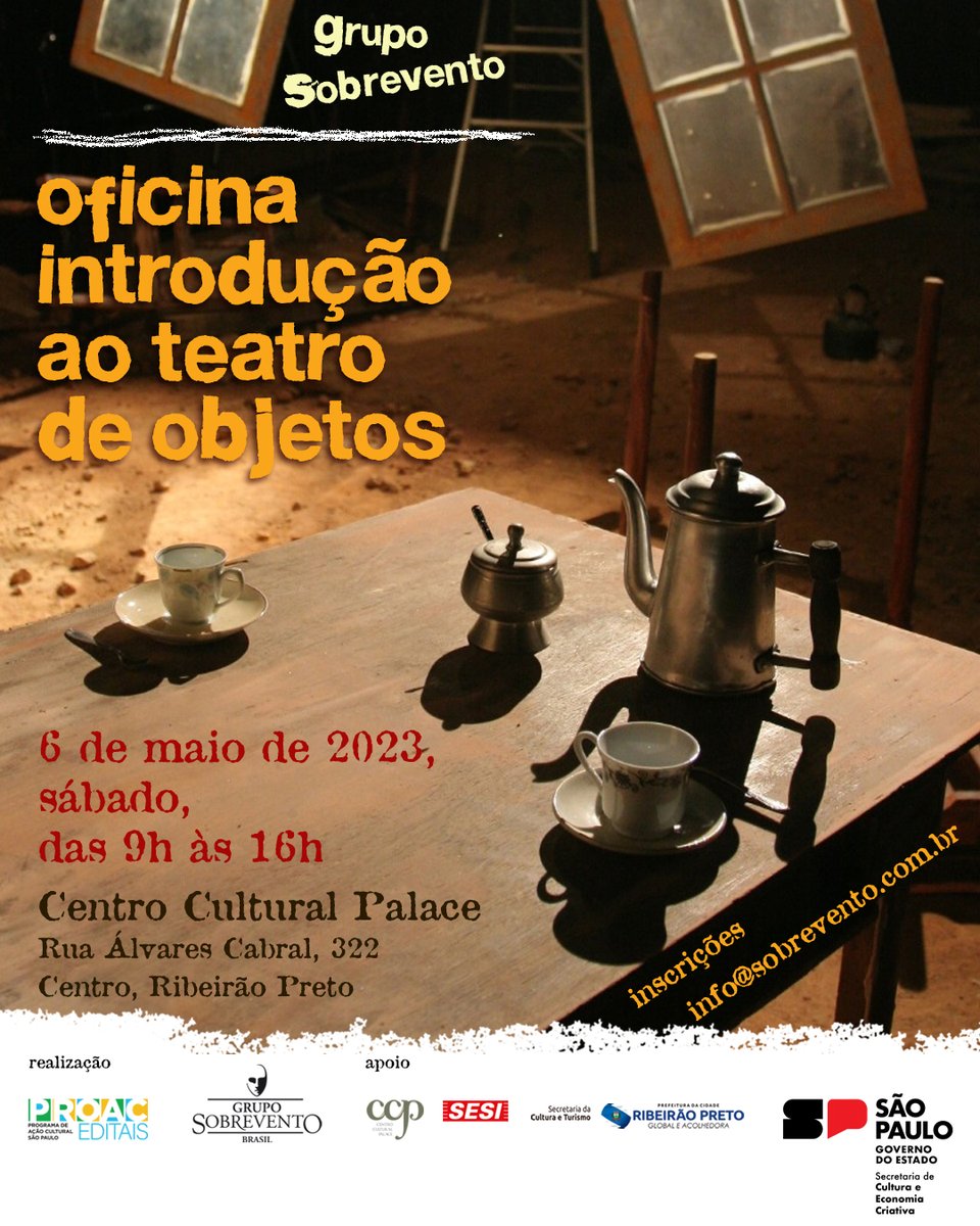 Em maio, o Projeto Escombros vai a Ribeirão Preto! Apresentações, debates e oficina. Tudo grátis no
<a href="/SesiRPreto/">Sesi Ribeirão Preto</a> e Centro Cultural Palace
<a href="/CulturaSP/">Secretaria da Cultura, Economia e Indústria</a>
#proac2022