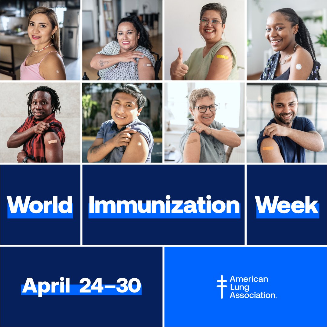 Protect yourself and your community against infectious respiratory diseases. Get vaccinated against #COVID-19, #flu, #pneumococcalpneumonia and #pertussis. Learn more at on.lung.org/3GX0Ybv. #WorldImmunizationWeek