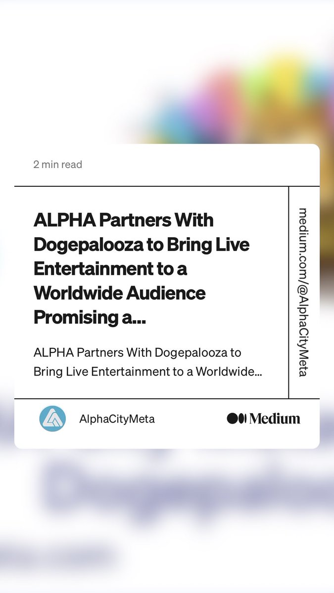 “ALPHA Partners With Dogepalooza to Bring Live Entertainment to a Worldwide Audience Promising a…” by AlphaCityMeta
link.medium.com/BkdDHNqBizb