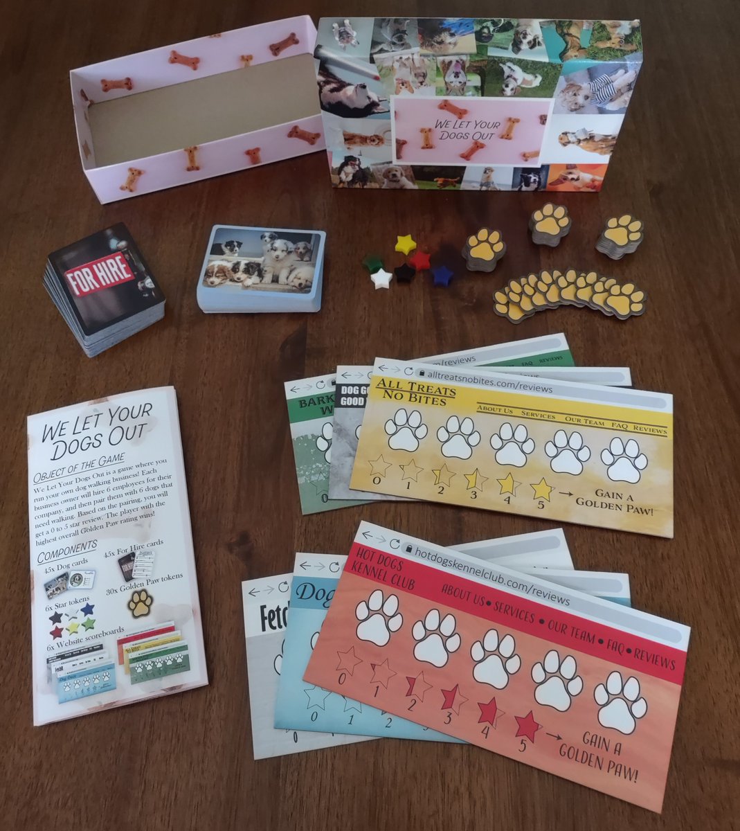 TableTechGames's tweet image. Our first game is now available on the Game Crafter! We Let You Dogs out is a card game for 2-6 players where everyone competes to have the best dog walking business in town.

thegamecrafter.com/games/we-let-y…