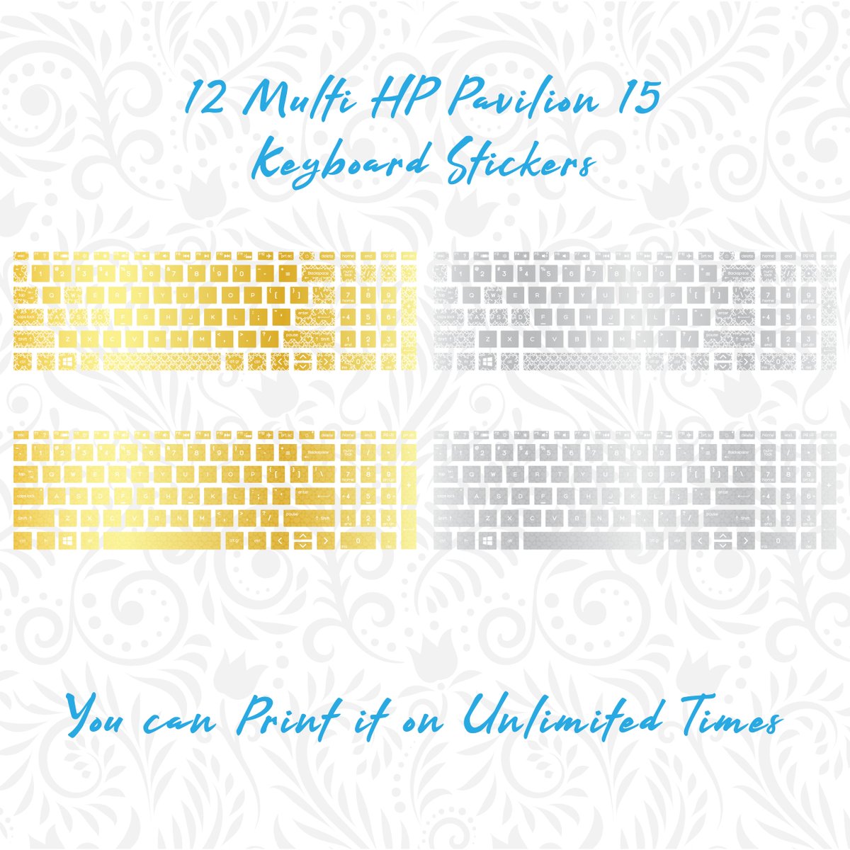 DigiArtistStore's tweet image. #keyboardstickers #laptopskin #hppavilion #hpkeyboardskin
HP Pavilion 15 keyboard Stickers set includes 12 different designs, each featuring a unique pattern and color scheme, allowing users to select best suits their style. 

For Purchasing Click Here…
etsy.com/DigiArtistStor…