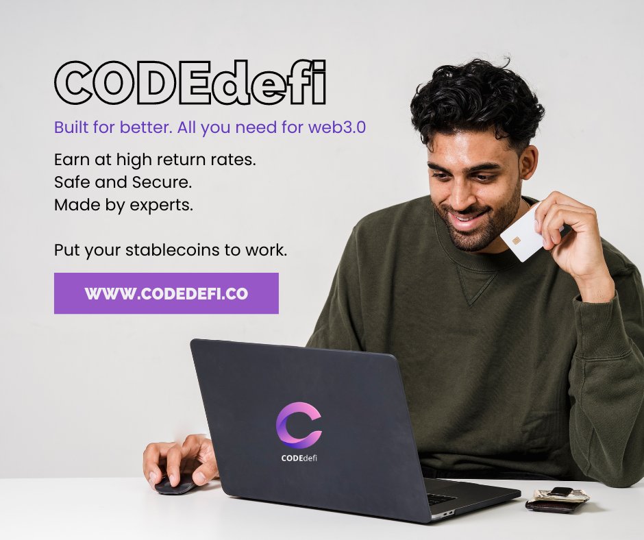 code_defi's tweet photo. Join the DeFi revolution and discover the power of CODEdefi today. 

Visit our website to learn more and start exploring the possibilities of decentralized finance.

Put your stablecoins to work for you.

https://t.co/Vs55K1flgU https://t.co/wQGo6D9JtQ