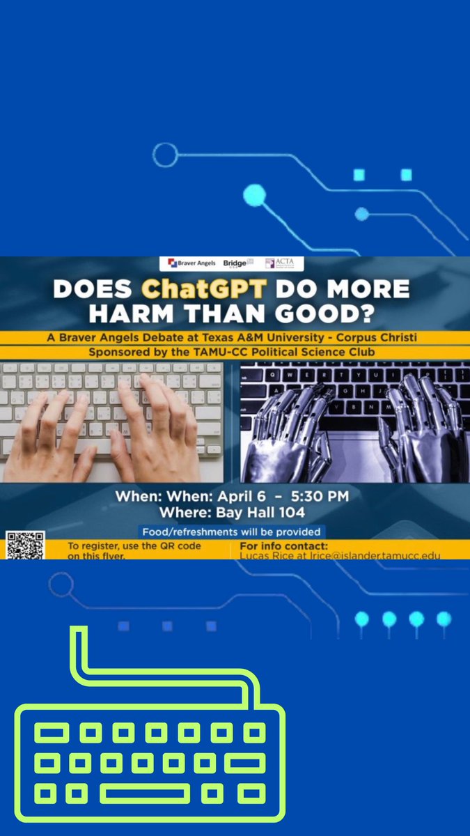 IslandWavesToGo's tweet photo. The debate on the ChatGPT recap is officially up on our website. Click link in bio! 
✍️ Dante Ortiz &amp; Kellie Heron
📸 Political Science club https://t.co/9Nl82I6LCD