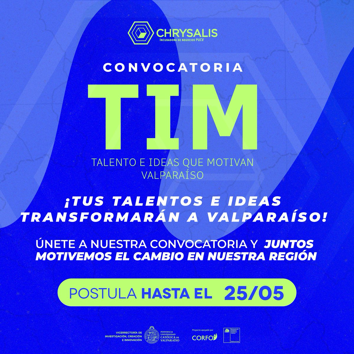 ¡Atención emprendedores y emprendedoras de la Región de Valparaíso! 📣💼 Si tienes una idea innovadora y/o tecnológica en etapa temprana, esta es tu oportunidad de llevarla al siguiente nivel con la convocatoria #TIMValparaíso 2023.

🔗 linktr.ee/incubadora_chr…