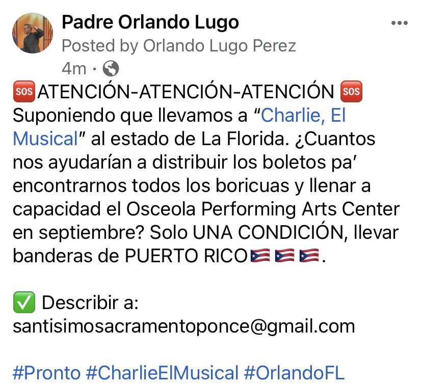 PadreOLugo's tweet photo. #CharlieElMusical #OrlandoFL https://t.co/V0yknCwPf1