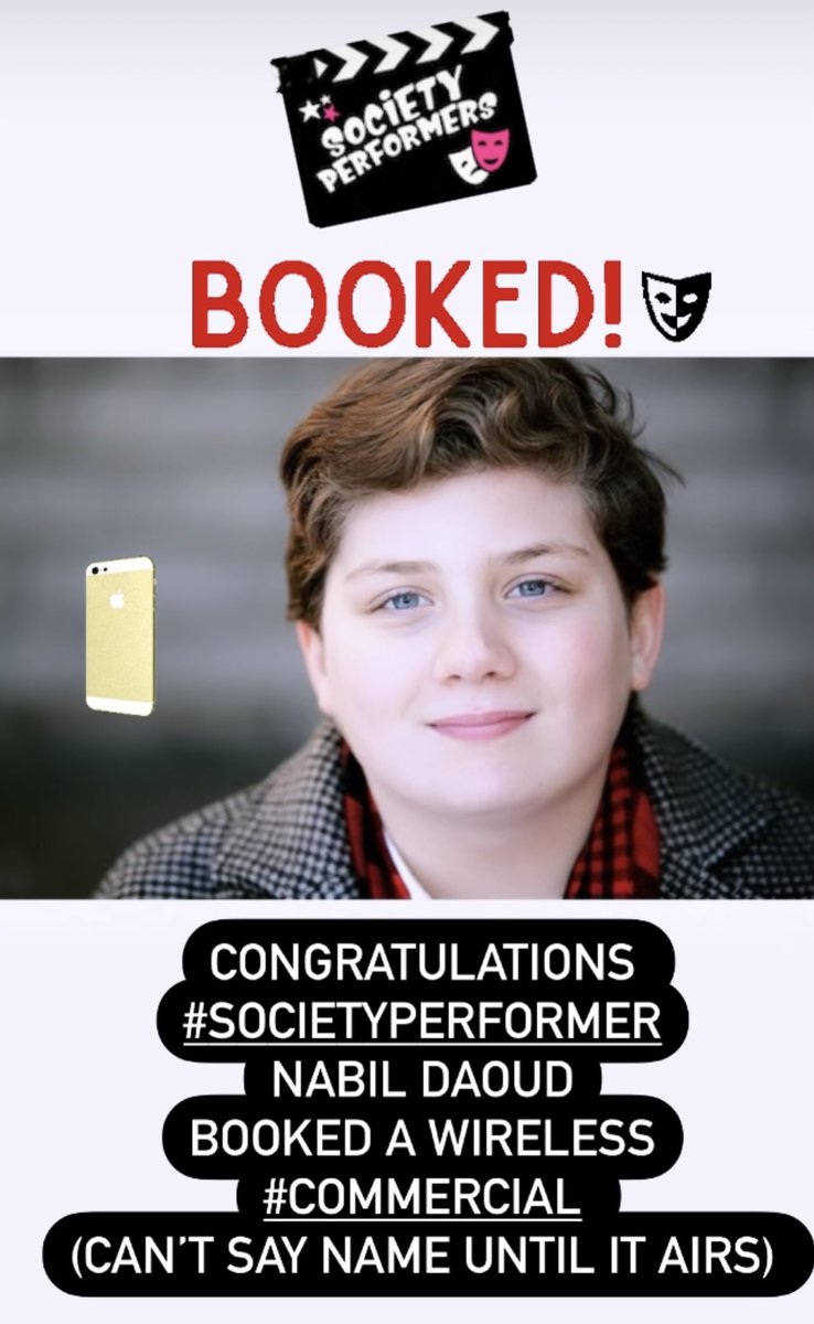 Congratulations #SocietyPerformer Nabil Daoud for #booking a wireless #commercial. 
(We can’t say actual name until it airs)