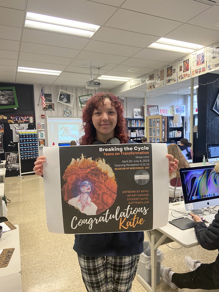 MFHSART's tweet image. Congrats Katie G! Check out her piece at the Museum of Wisconsin Art!

#mfhsartrocks#fallsschools #mfhsart #apstudioart #lovetocreate #mfhsartanddesign #mfhs #sdmf
#SchoolDistrictofMenomoneeFalls #apartanddesign #ProblemSolvingandCreativityintheFalls