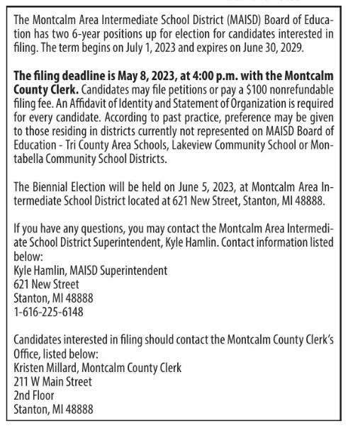 montcalmkids's tweet photo. Would you like to be on our Board of Education?  The information about applying is found below.  Deadline is May 8. https://t.co/W9VxAXkvBL