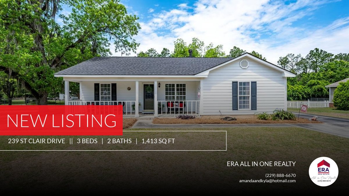 ERAAlbany's tweet photo. 📍 New Listing Alert!!!📍 Take a look at this fantastic new property that just hit the market located at 239 St Clair Drive in Leesburg. Reach out here or at (229) 888-6670 for more information!  We are here to help!  ERA All in On... https://t.co/3JmgA8F4aq https://t.co/7EWStuGgbo