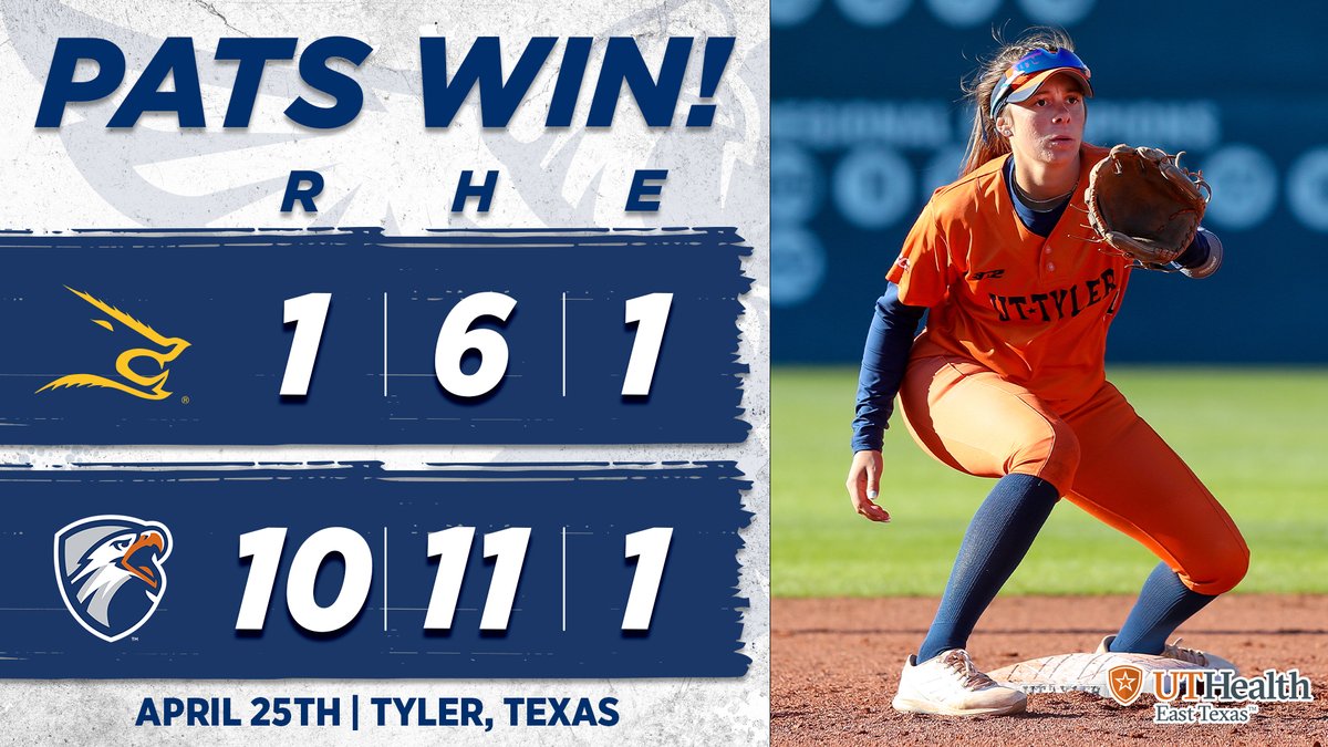 uttylerpatriots's tweet photo. SB | PATS WIN!  #3 @Patriot_sb makes it 25 in a row with a pair of victories over Texas A&amp;M-Kingsville on Tuesday afternoon.   

UT Tyler hit five homers between the two games and continued to lean on outstanding starts from Tatum Goff and Shea O'Leary!  

#SWOOPSWOOP https://t.co/vYYTEwzgc4