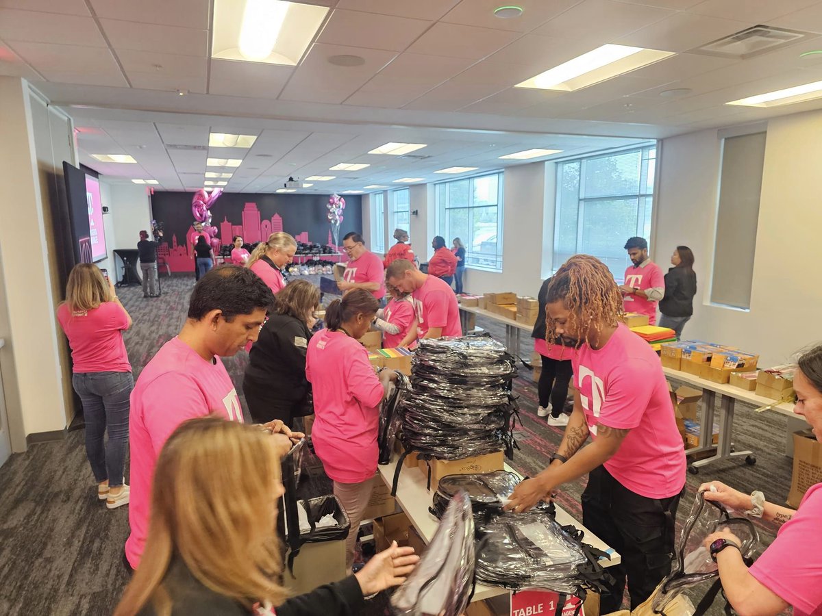 The goal was 4,100 backpacks #MagentaGivingMonth